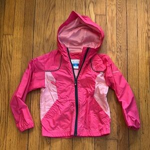 GIRLS size 7/8 Columbia Vibrant Pink Hooded Rain Jacket windbreaker